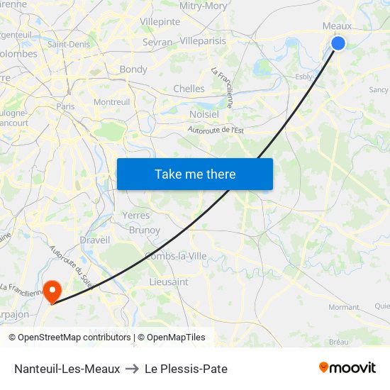 Nanteuil-Les-Meaux to Le Plessis-Pate map