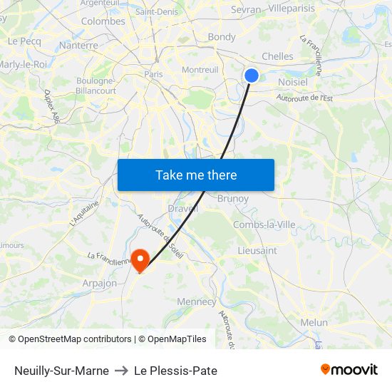 Neuilly-Sur-Marne to Le Plessis-Pate map