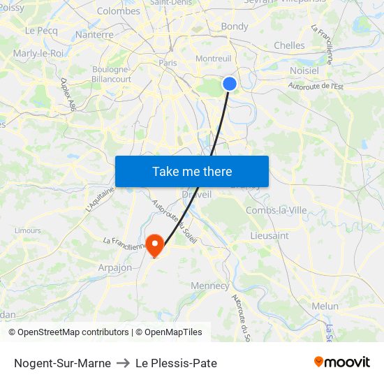 Nogent-Sur-Marne to Le Plessis-Pate map