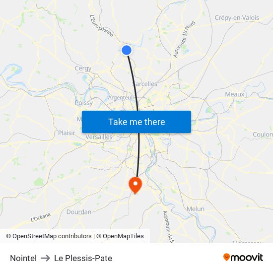 Nointel to Le Plessis-Pate map