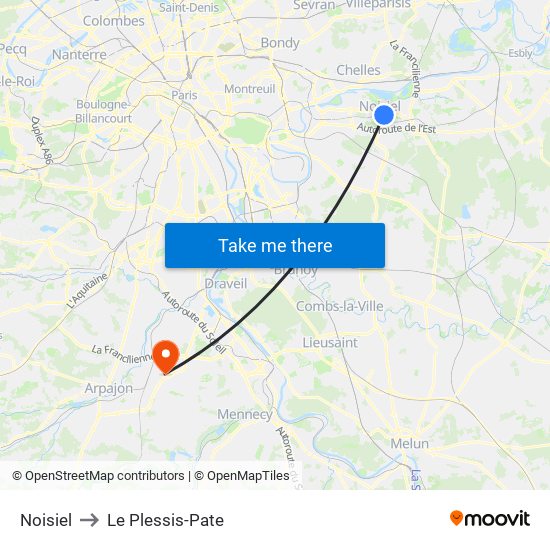 Noisiel to Le Plessis-Pate map