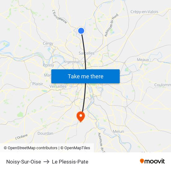 Noisy-Sur-Oise to Le Plessis-Pate map