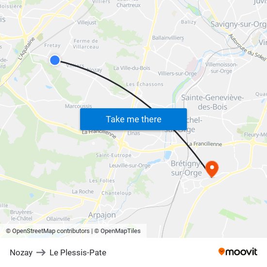 Nozay to Le Plessis-Pate map