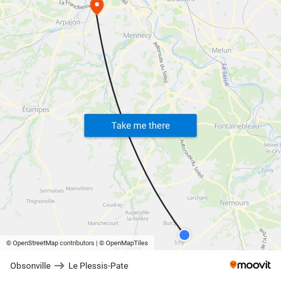 Obsonville to Le Plessis-Pate map