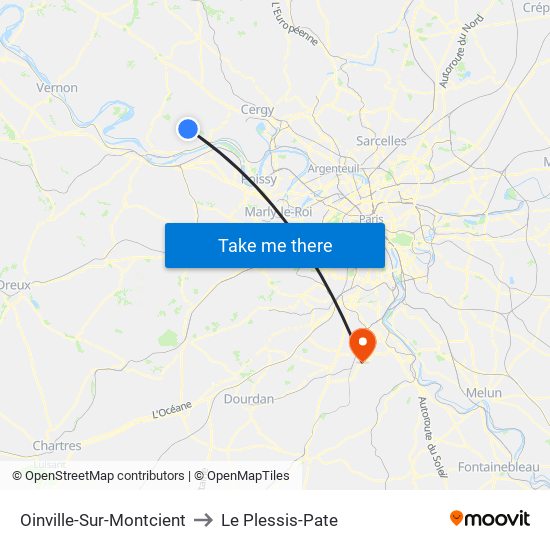 Oinville-Sur-Montcient to Le Plessis-Pate map