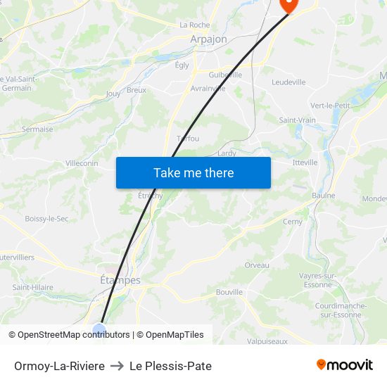 Ormoy-La-Riviere to Le Plessis-Pate map