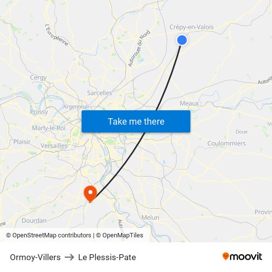 Ormoy-Villers to Le Plessis-Pate map