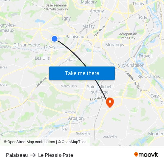 Palaiseau to Le Plessis-Pate map