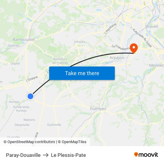 Paray-Douaville to Le Plessis-Pate map