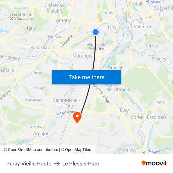 Paray-Vieille-Poste to Le Plessis-Pate map