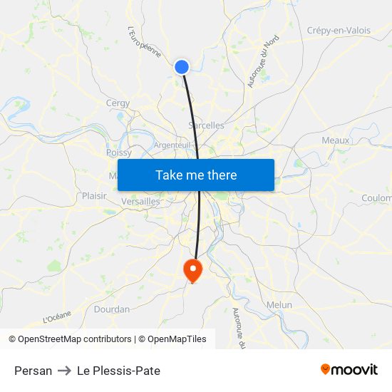 Persan to Le Plessis-Pate map