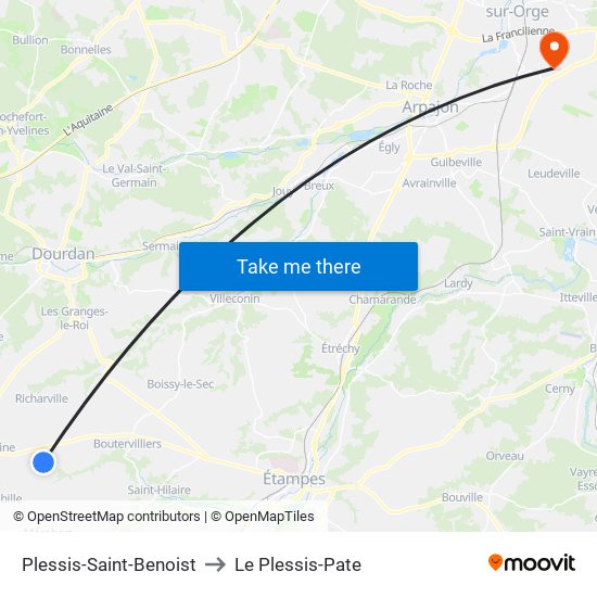 Plessis-Saint-Benoist to Le Plessis-Pate map