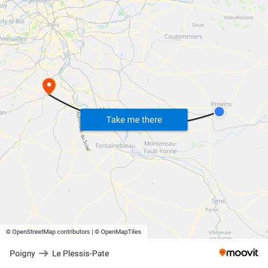 Poigny to Le Plessis-Pate map