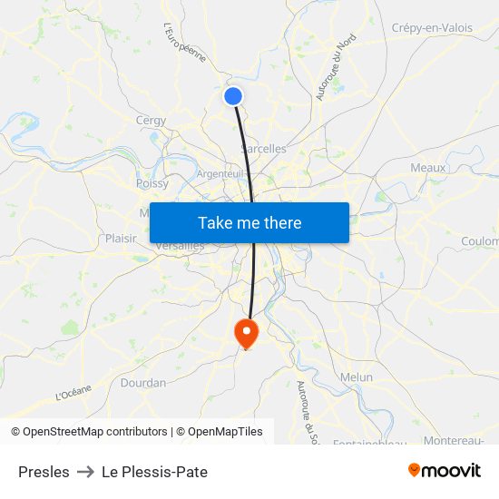 Presles to Le Plessis-Pate map
