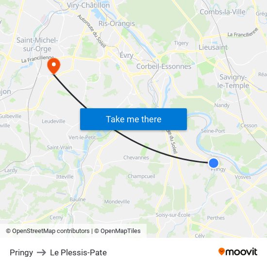 Pringy to Le Plessis-Pate map