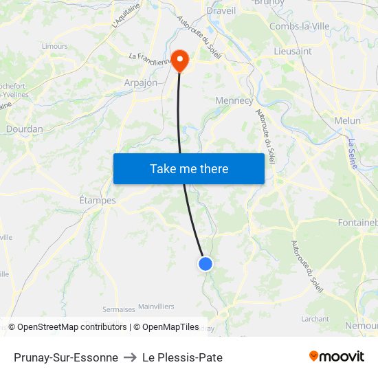 Prunay-Sur-Essonne to Le Plessis-Pate map