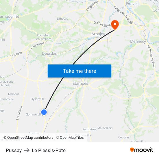 Pussay to Le Plessis-Pate map