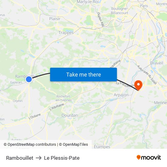 Rambouillet to Le Plessis-Pate map