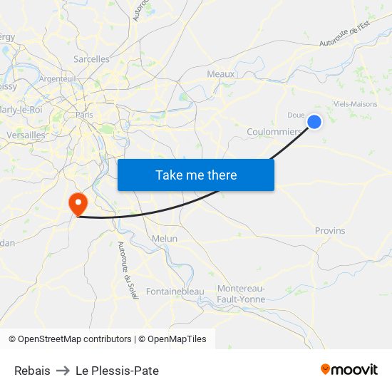 Rebais to Le Plessis-Pate map