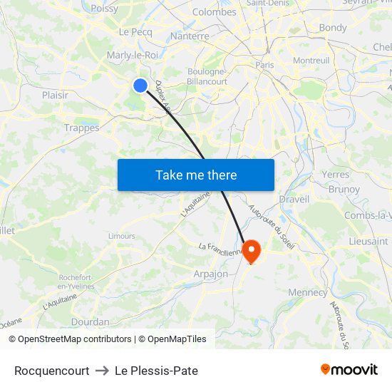 Rocquencourt to Le Plessis-Pate map