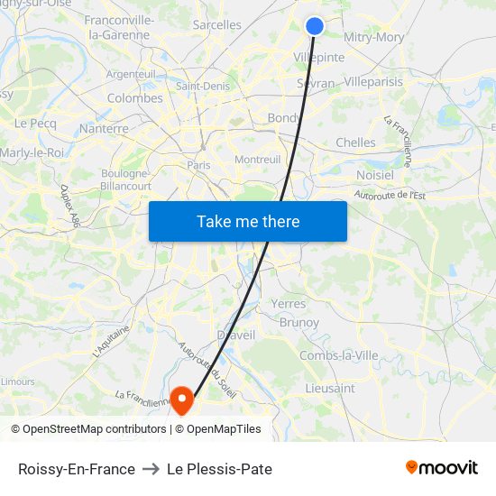 Roissy-En-France to Le Plessis-Pate map