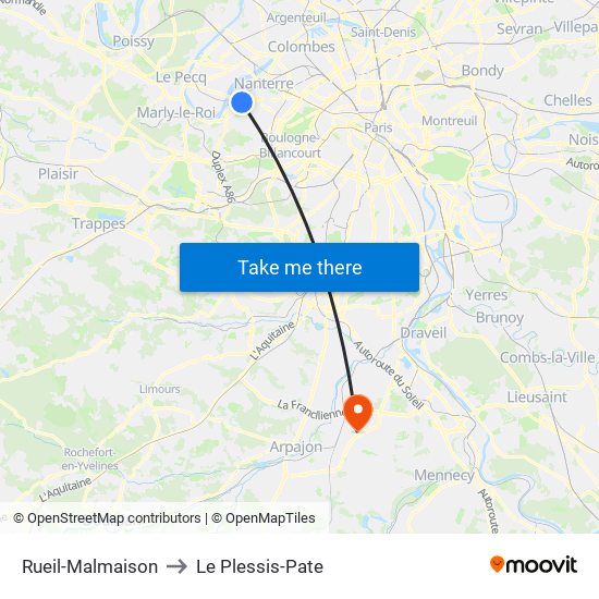 Rueil-Malmaison to Le Plessis-Pate map