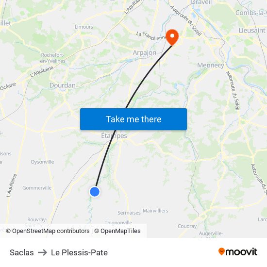 Saclas to Le Plessis-Pate map