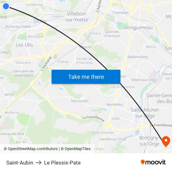 Saint-Aubin to Le Plessis-Pate map