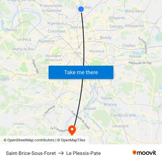 Saint-Brice-Sous-Foret to Le Plessis-Pate map