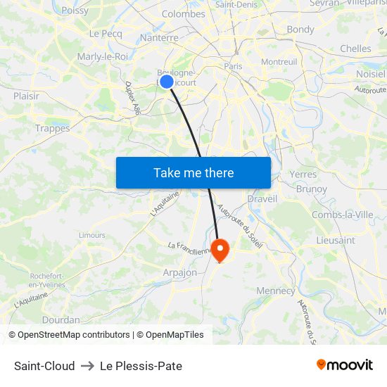 Saint-Cloud to Le Plessis-Pate map