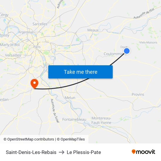 Saint-Denis-Les-Rebais to Le Plessis-Pate map