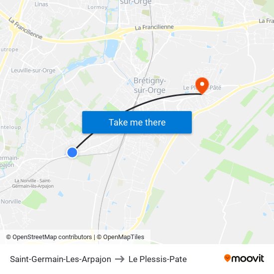 Saint-Germain-Les-Arpajon to Le Plessis-Pate map