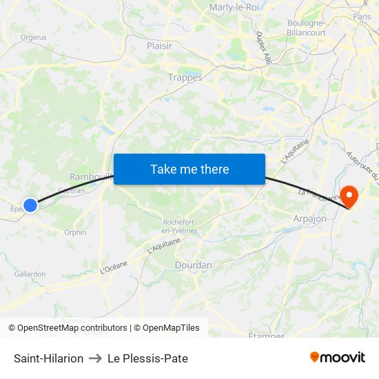 Saint-Hilarion to Le Plessis-Pate map