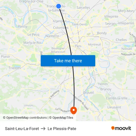 Saint-Leu-La-Foret to Le Plessis-Pate map
