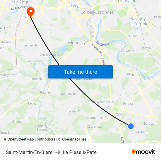Saint-Martin-En-Biere to Le Plessis-Pate map