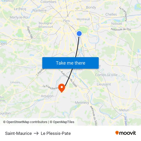 Saint-Maurice to Le Plessis-Pate map