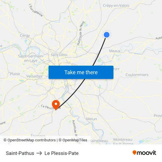 Saint-Pathus to Le Plessis-Pate map
