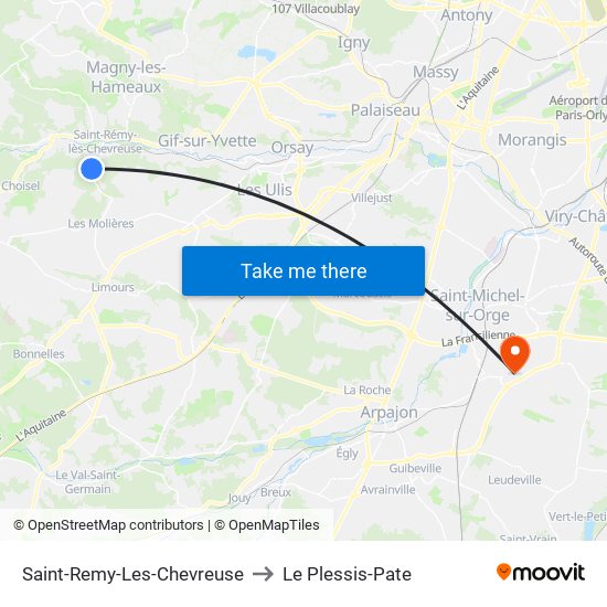 Saint-Remy-Les-Chevreuse to Le Plessis-Pate map
