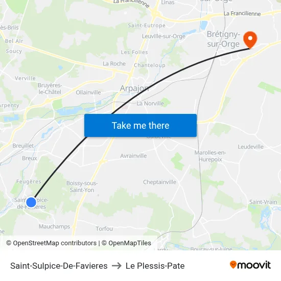 Saint-Sulpice-De-Favieres to Le Plessis-Pate map