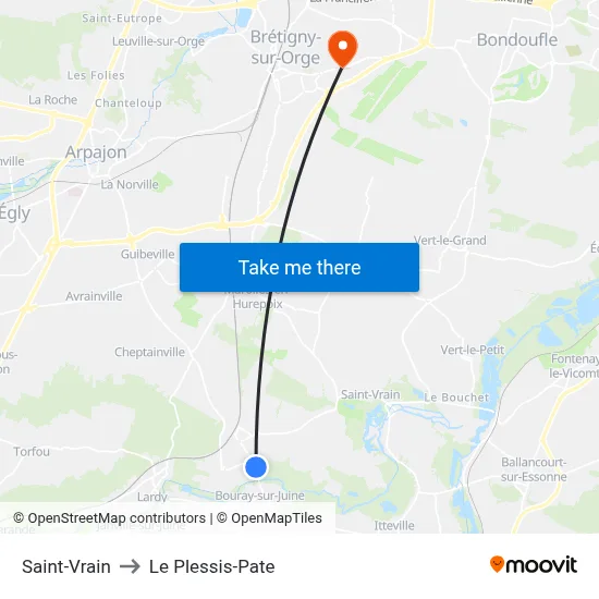 Saint-Vrain to Le Plessis-Pate map