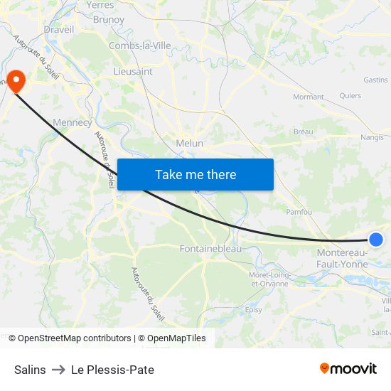 Salins to Le Plessis-Pate map