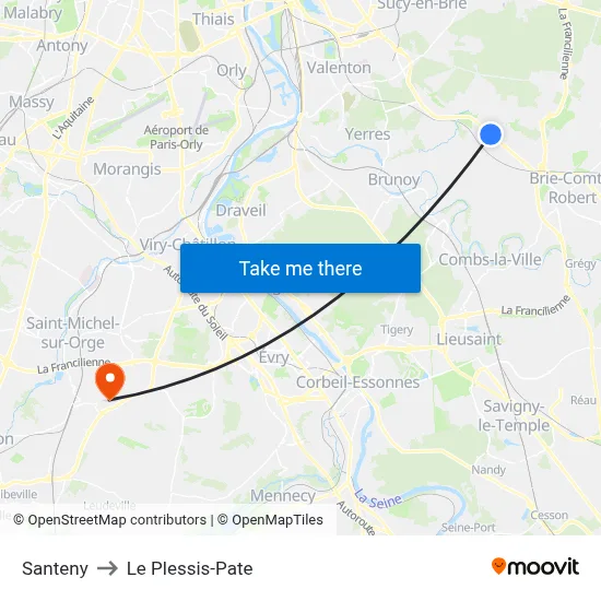 Santeny to Le Plessis-Pate map