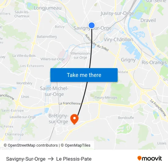 Savigny-Sur-Orge to Le Plessis-Pate map