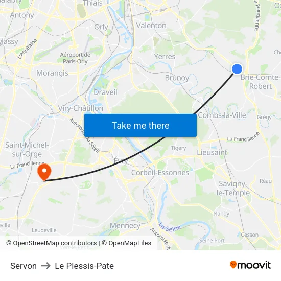 Servon to Le Plessis-Pate map