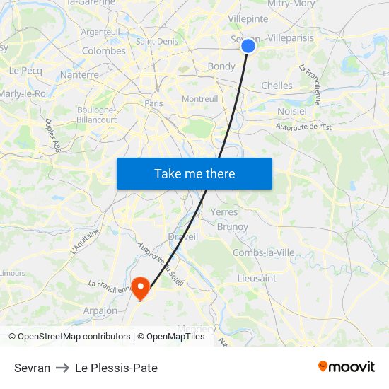 Sevran to Le Plessis-Pate map