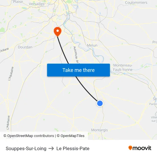 Souppes-Sur-Loing to Le Plessis-Pate map