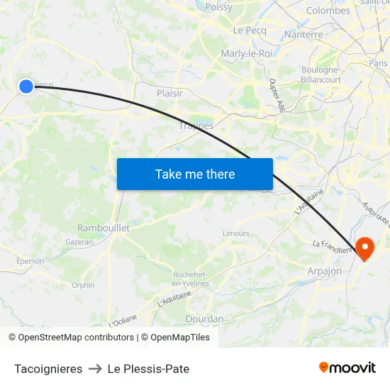 Tacoignieres to Le Plessis-Pate map