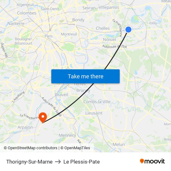 Thorigny-Sur-Marne to Le Plessis-Pate map