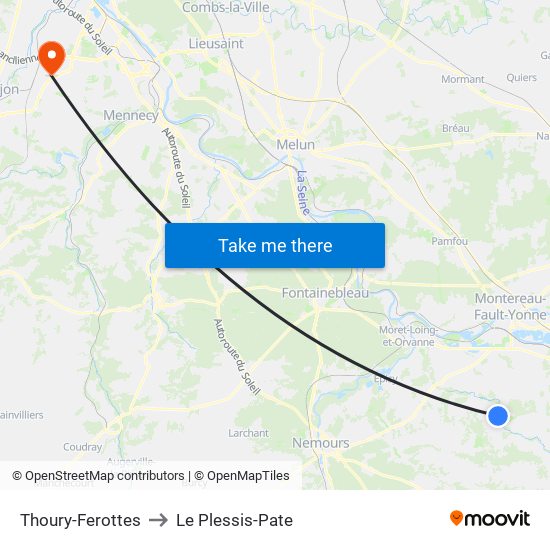 Thoury-Ferottes to Le Plessis-Pate map