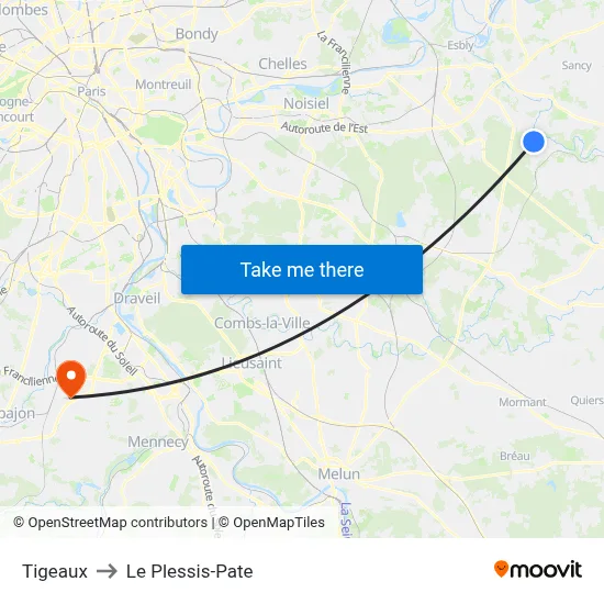 Tigeaux to Le Plessis-Pate map
